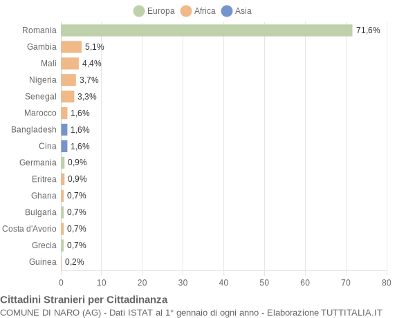 Grafico cittadinanza stranieri - Naro 2020