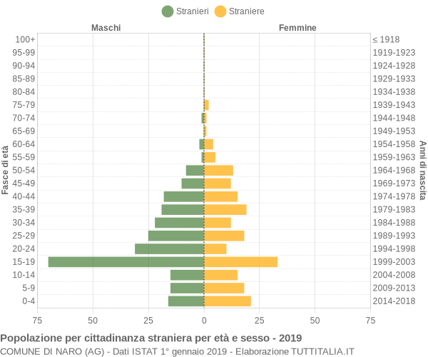 Grafico cittadini stranieri - Naro 2019