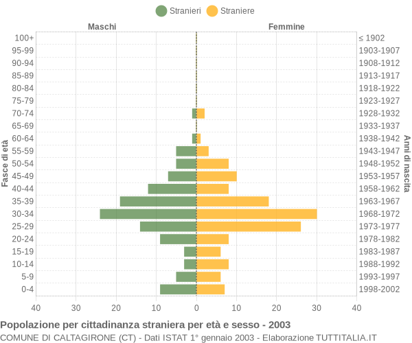 Grafico cittadini stranieri - Caltagirone 2003