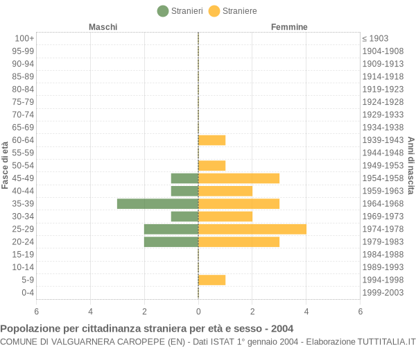 Grafico cittadini stranieri - Valguarnera Caropepe 2004