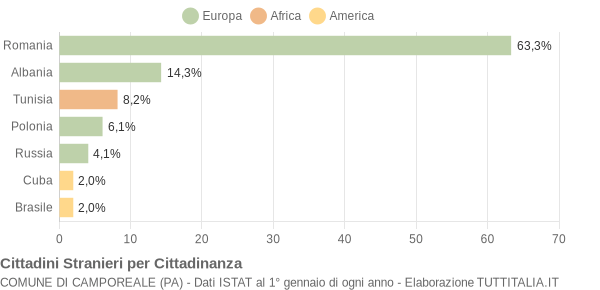 Grafico cittadinanza stranieri - Camporeale 2010