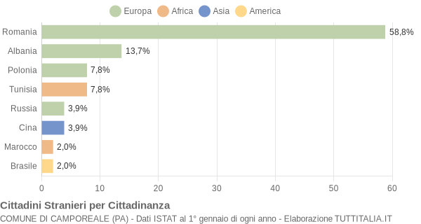 Grafico cittadinanza stranieri - Camporeale 2011