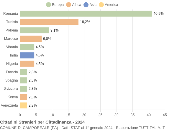 Grafico cittadinanza stranieri - Camporeale 2024