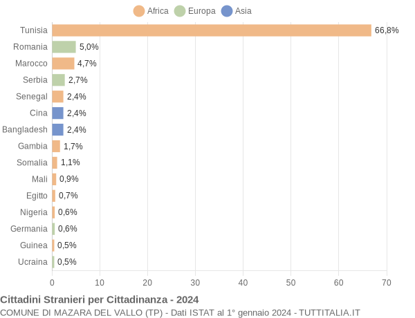 Grafico cittadinanza stranieri - Mazara del Vallo 2024