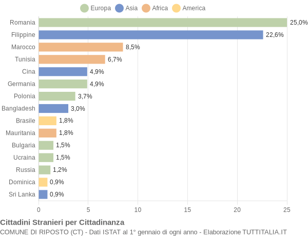 Grafico cittadinanza stranieri - Riposto 2008