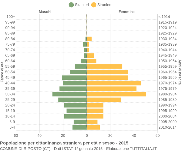 Grafico cittadini stranieri - Riposto 2015