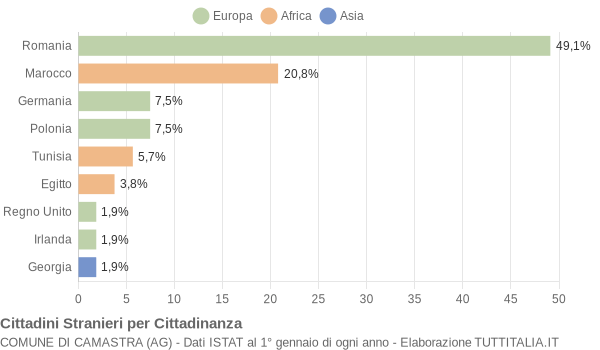 Grafico cittadinanza stranieri - Camastra 2013