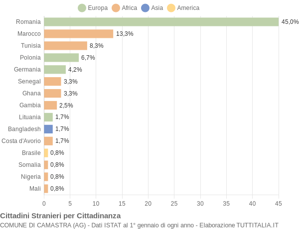 Grafico cittadinanza stranieri - Camastra 2018