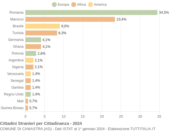 Grafico cittadinanza stranieri - Camastra 2024