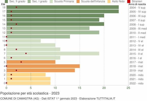 Grafico Popolazione in età scolastica - Camastra 2023