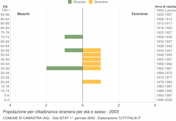 Grafico cittadini stranieri - Camastra 2003