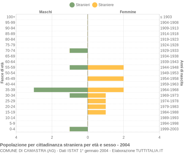 Grafico cittadini stranieri - Camastra 2004
