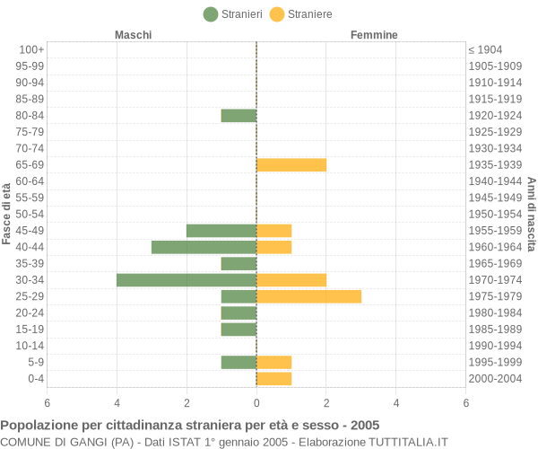 Grafico cittadini stranieri - Gangi 2005