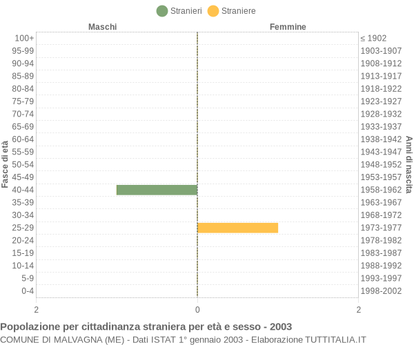 Grafico cittadini stranieri - Malvagna 2003