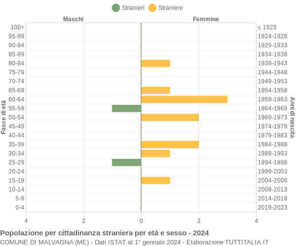 Grafico cittadini stranieri - Malvagna 2024