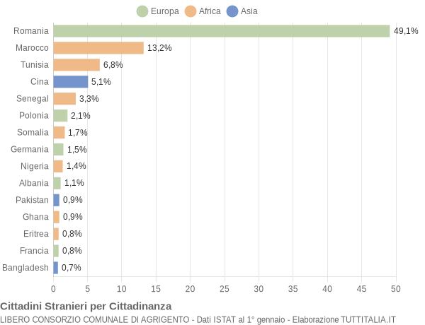 Grafico cittadinanza stranieri - 2014