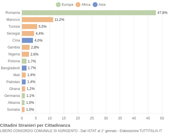 Grafico cittadinanza stranieri - 2018