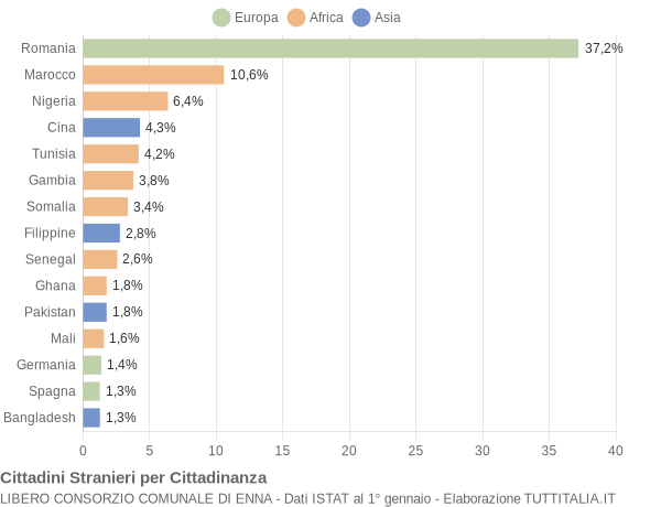 Grafico cittadinanza stranieri - 2021