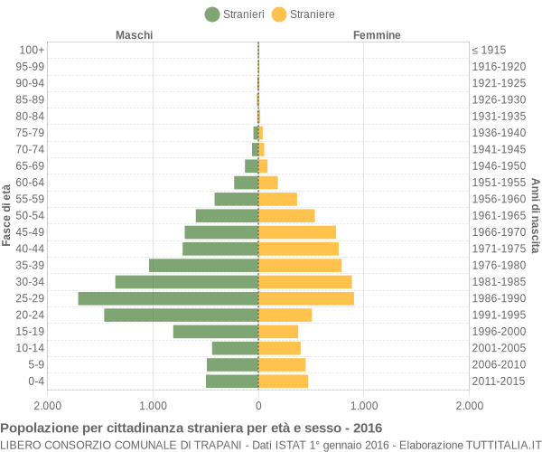 Grafico cittadini stranieri - 2016