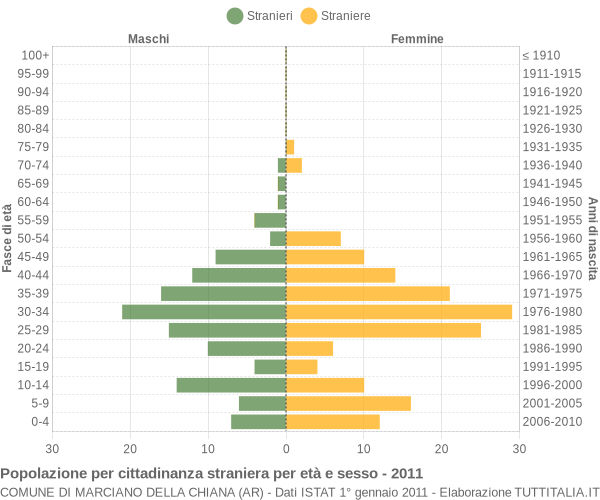 Grafico cittadini stranieri - Marciano della Chiana 2011