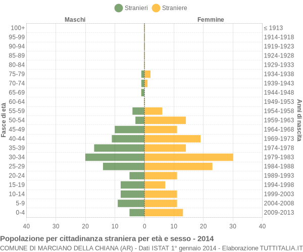 Grafico cittadini stranieri - Marciano della Chiana 2014