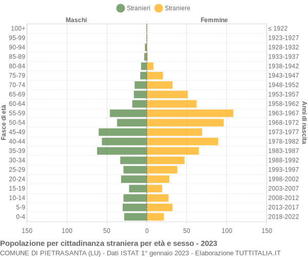 Grafico cittadini stranieri - Pietrasanta 2023