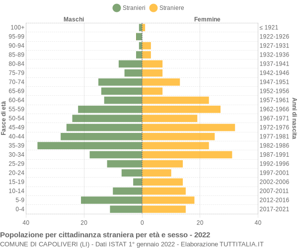 Grafico cittadini stranieri - Capoliveri 2022