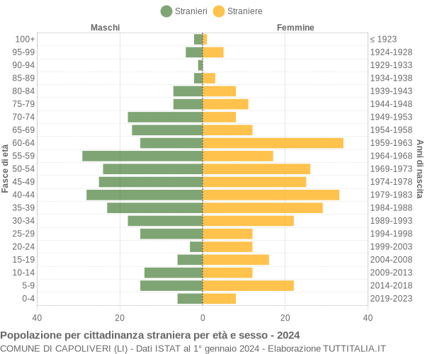 Grafico cittadini stranieri - Capoliveri 2024