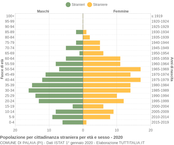 Grafico cittadini stranieri - Palaia 2020