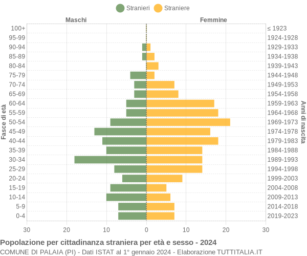 Grafico cittadini stranieri - Palaia 2024