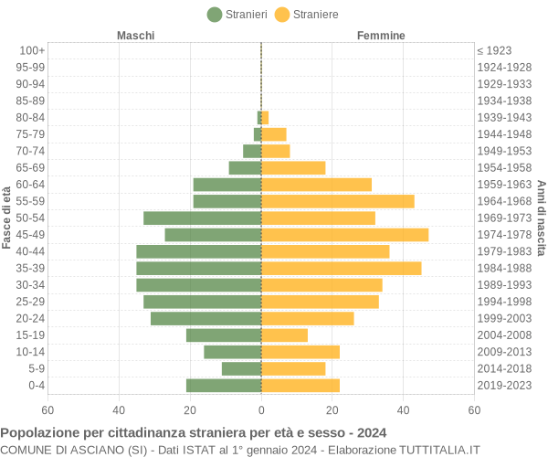 Grafico cittadini stranieri - Asciano 2024