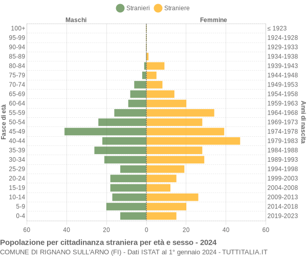 Grafico cittadini stranieri - Rignano sull'Arno 2024