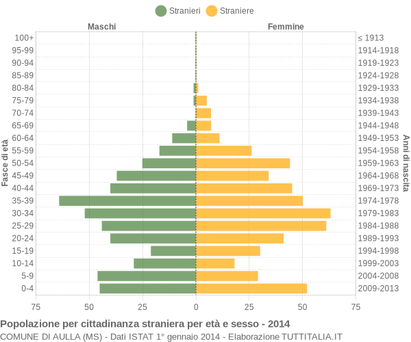 Grafico cittadini stranieri - Aulla 2014