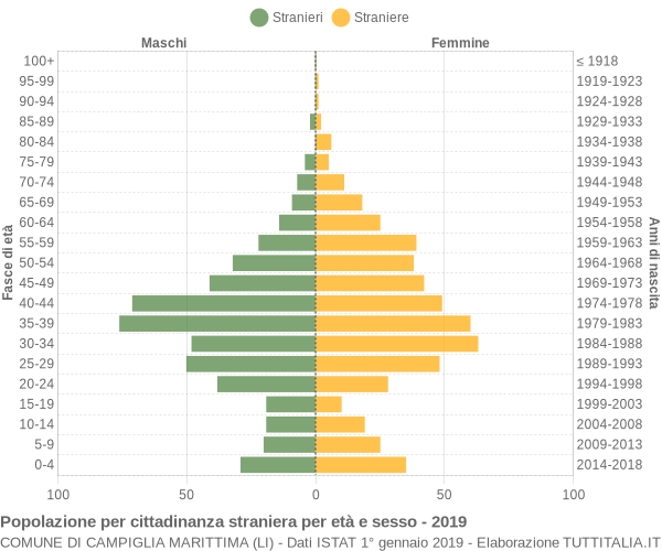 Grafico cittadini stranieri - Campiglia Marittima 2019