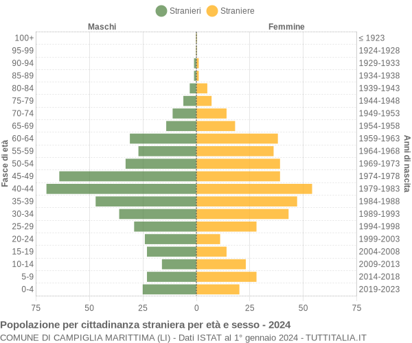 Grafico cittadini stranieri - Campiglia Marittima 2024