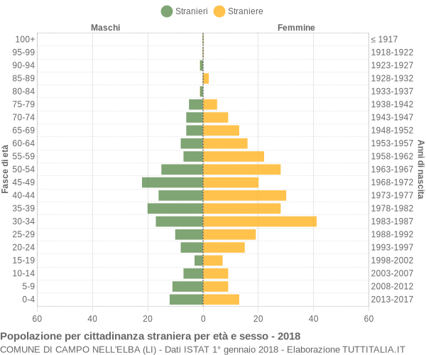 Grafico cittadini stranieri - Campo nell'Elba 2018