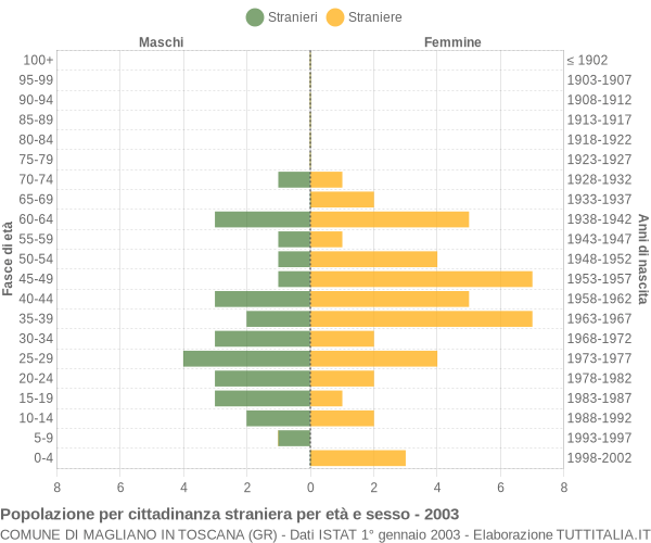 Grafico cittadini stranieri - Magliano in Toscana 2003