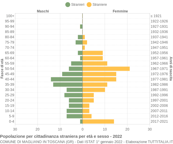 Grafico cittadini stranieri - Magliano in Toscana 2022