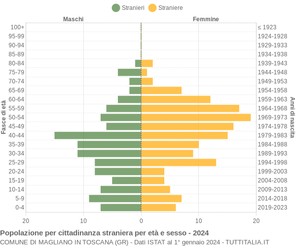 Grafico cittadini stranieri - Magliano in Toscana 2024