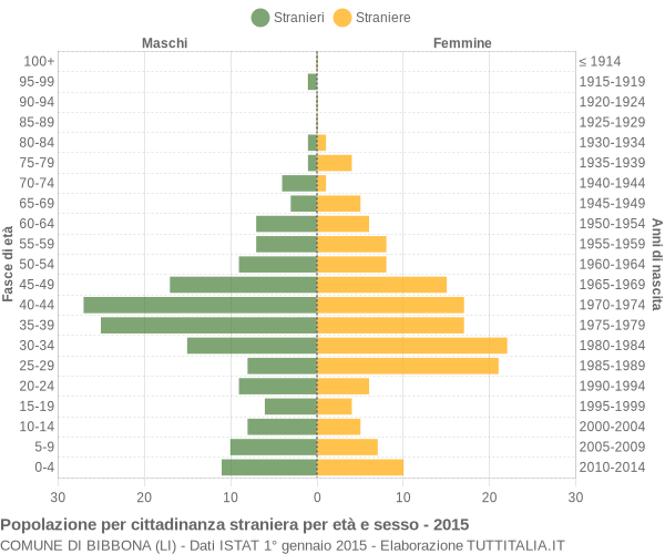 Grafico cittadini stranieri - Bibbona 2015