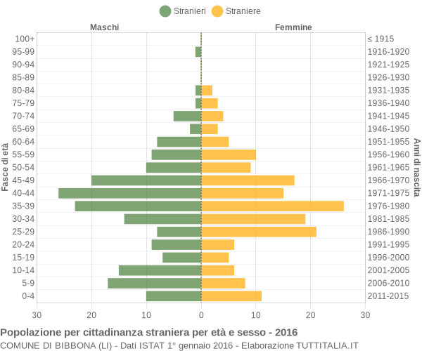 Grafico cittadini stranieri - Bibbona 2016