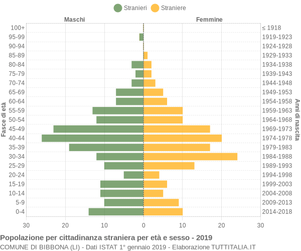 Grafico cittadini stranieri - Bibbona 2019