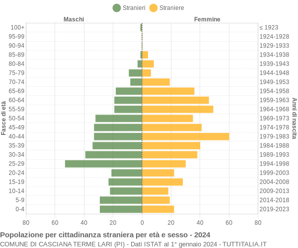 Grafico cittadini stranieri - Casciana Terme Lari 2024