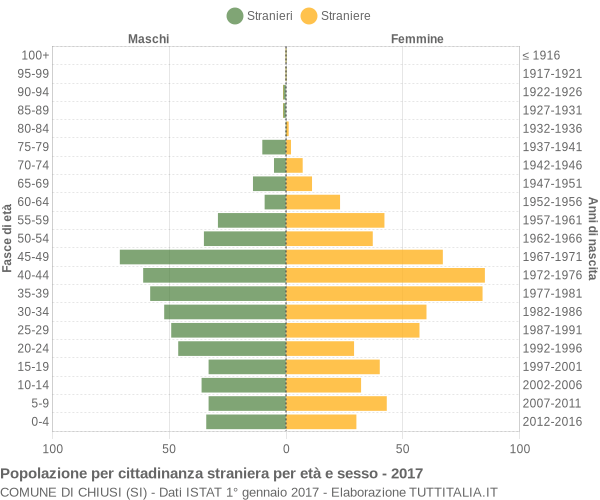 Grafico cittadini stranieri - Chiusi 2017