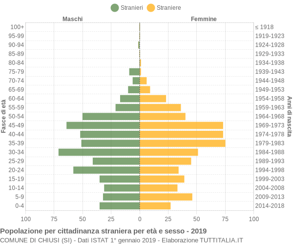 Grafico cittadini stranieri - Chiusi 2019