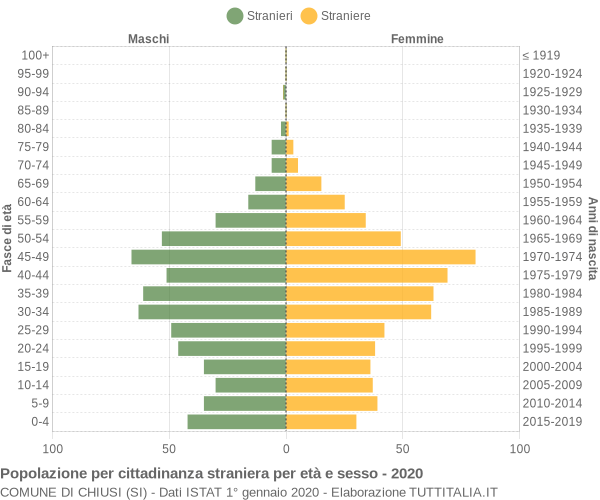 Grafico cittadini stranieri - Chiusi 2020