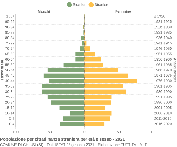 Grafico cittadini stranieri - Chiusi 2021