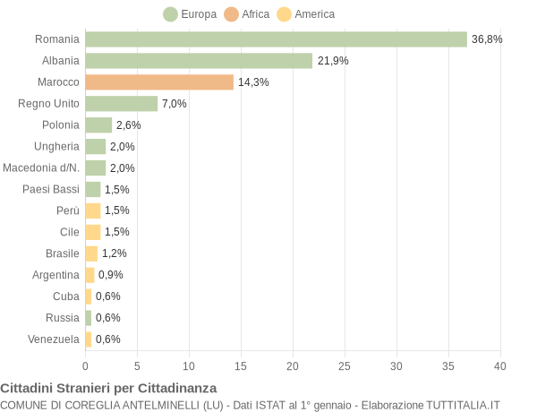 Grafico cittadinanza stranieri - Coreglia Antelminelli 2014