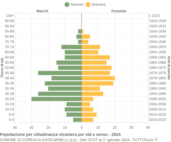 Grafico cittadini stranieri - Coreglia Antelminelli 2024