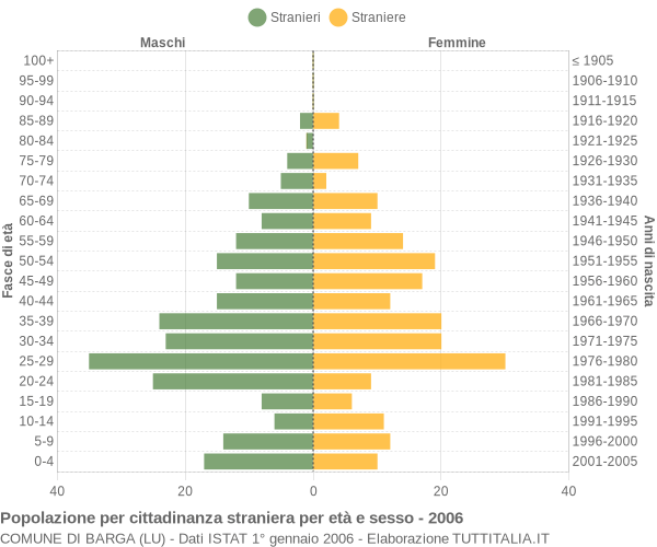 Grafico cittadini stranieri - Barga 2006